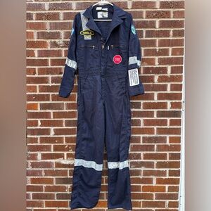 Indura Men's 34R by Westex Flame Resistant Navy Blue Bib Overalls USA Made